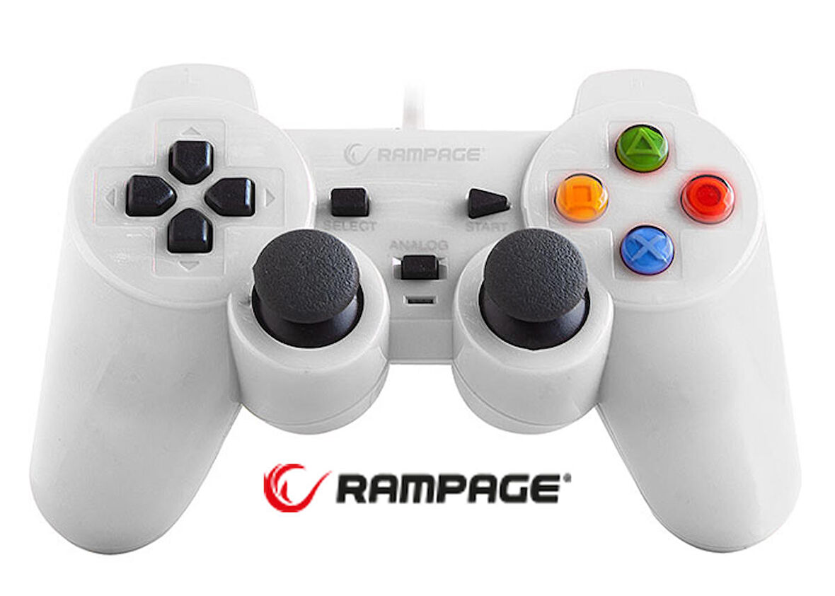 Rampage SG-R602 PS3/PC USB 1.8m Joypad Oyun Kolu Beyaz