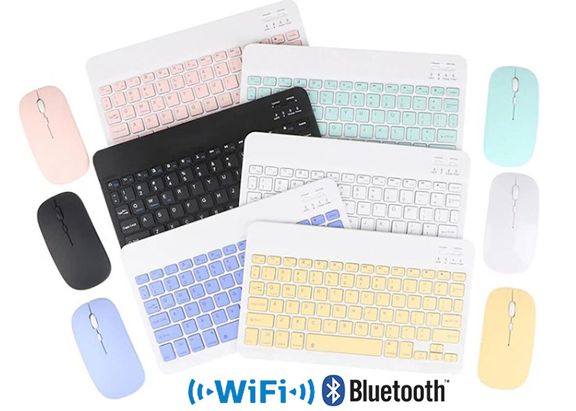 Platoon PL-388 Kablosuz Bluetooth Şarjlı Q Klavye Mouse Kit  Mouse Türkçe