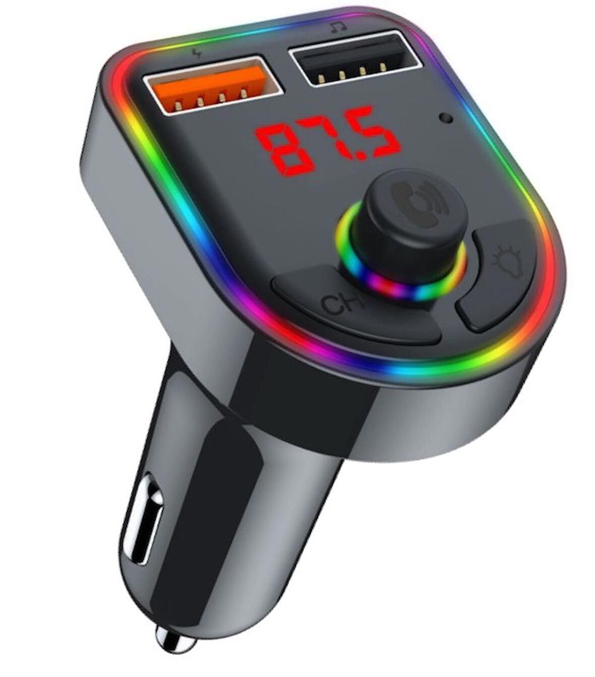 Concord C-616 Bluetooth Görüşme ve Müzik Dinleme Ekranlı RGB Fm Transmitter Çift USB Şarj USB/TF