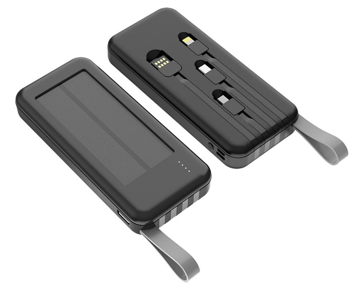 Sprange SR-P19 12000mAh Solar Enerji Portable Fast Charger Taşınabilir PowerBank ( Kılıf Hediyeli )