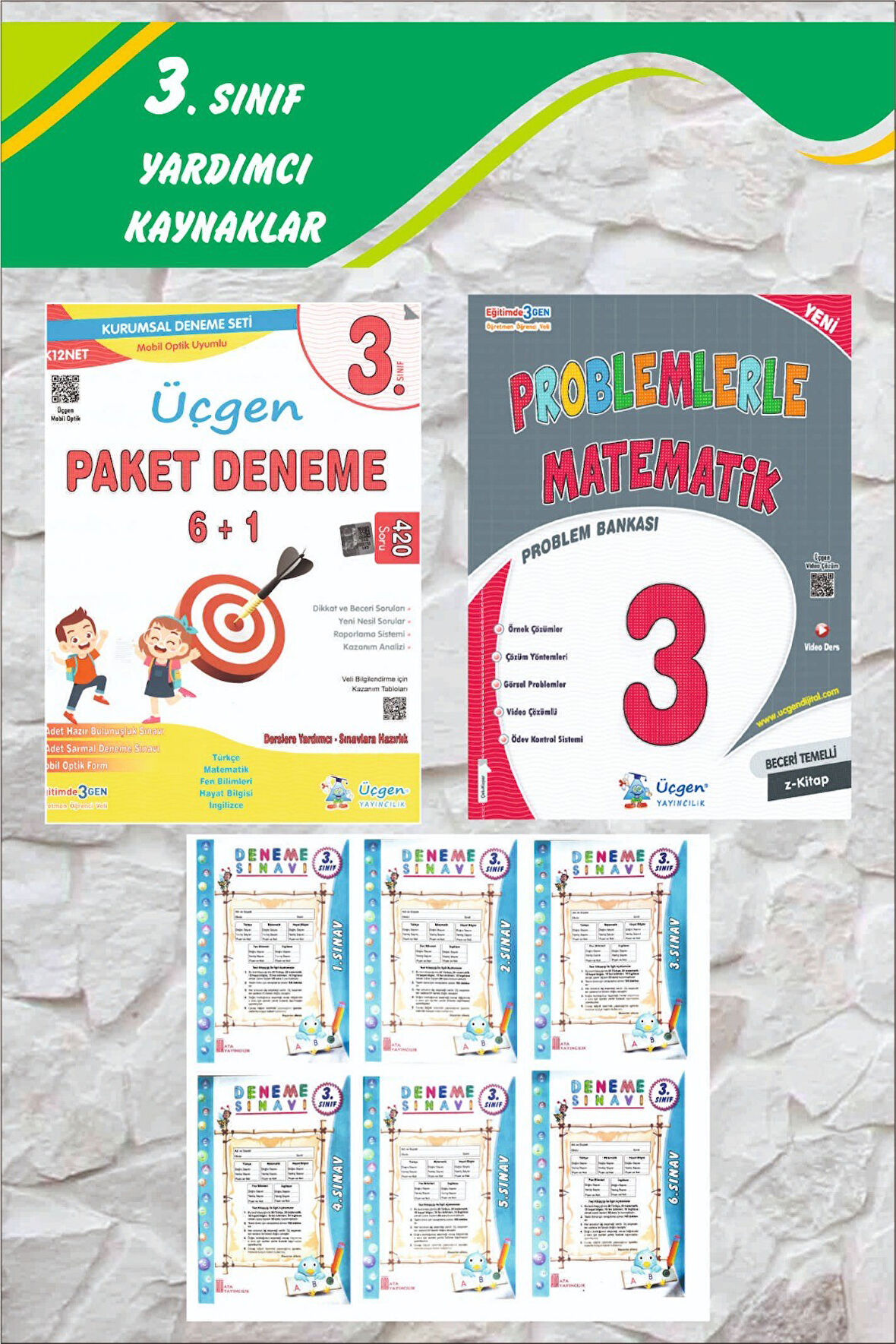 Üçgen 3.Sınıf Beceri Temelli Problemlerle Matematik + Paket Deneme 6+1 -2024