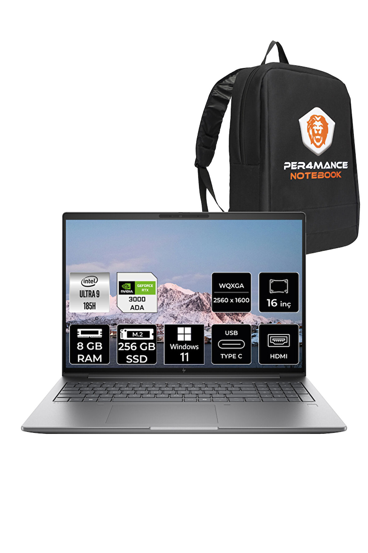 HP Zbook Power G11 U9 185H 8GB 256GB SSD RTX3000ADA 16'' WQXGA W11P İş İstasyonu & PER4 ÇANTA