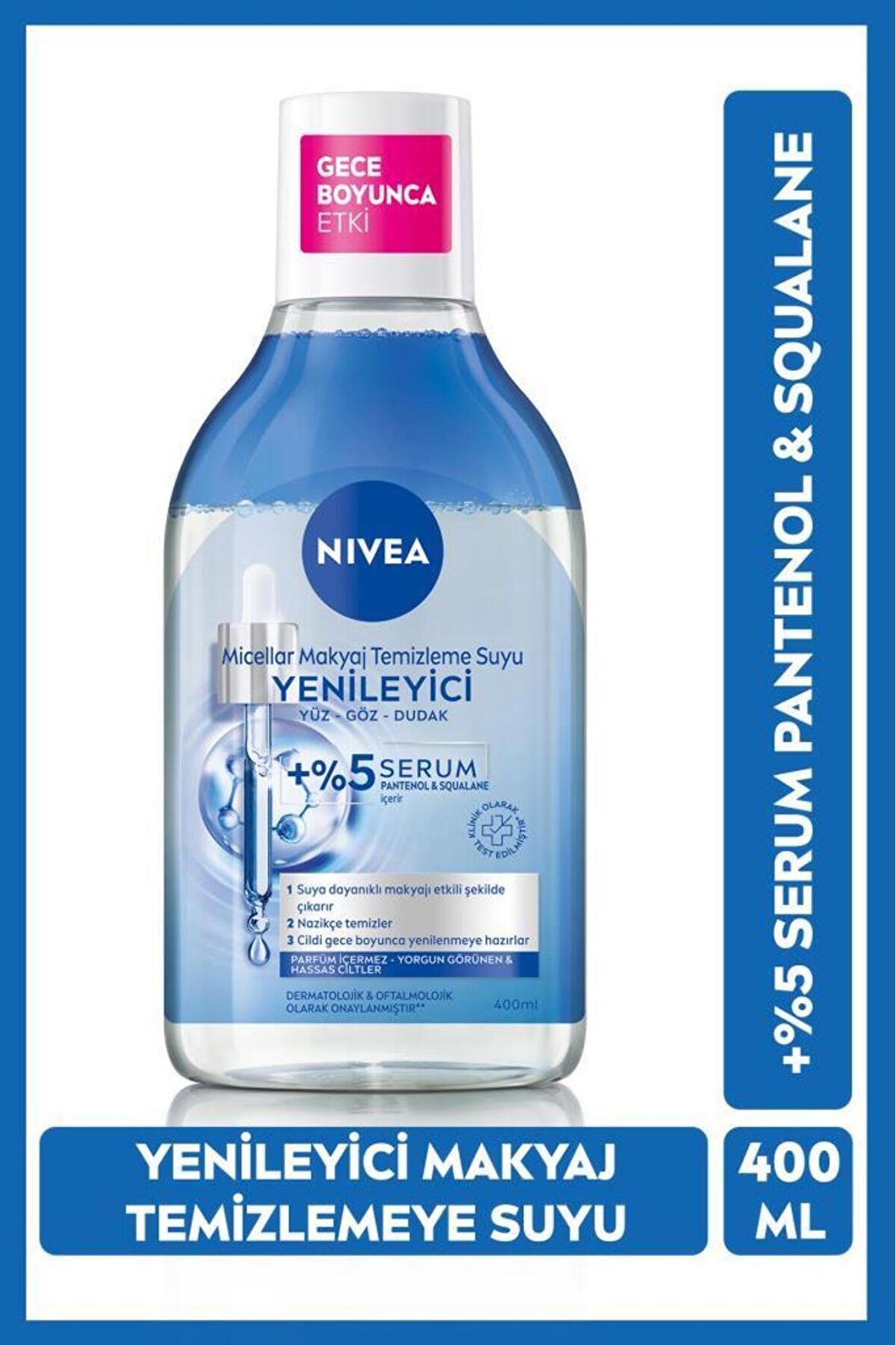 Nivea Yenileyici Micellar Makyaj Temizleme Suyu 400ml, Serum İçerikli, Pantenol, Yorgun Görünen Ciltler