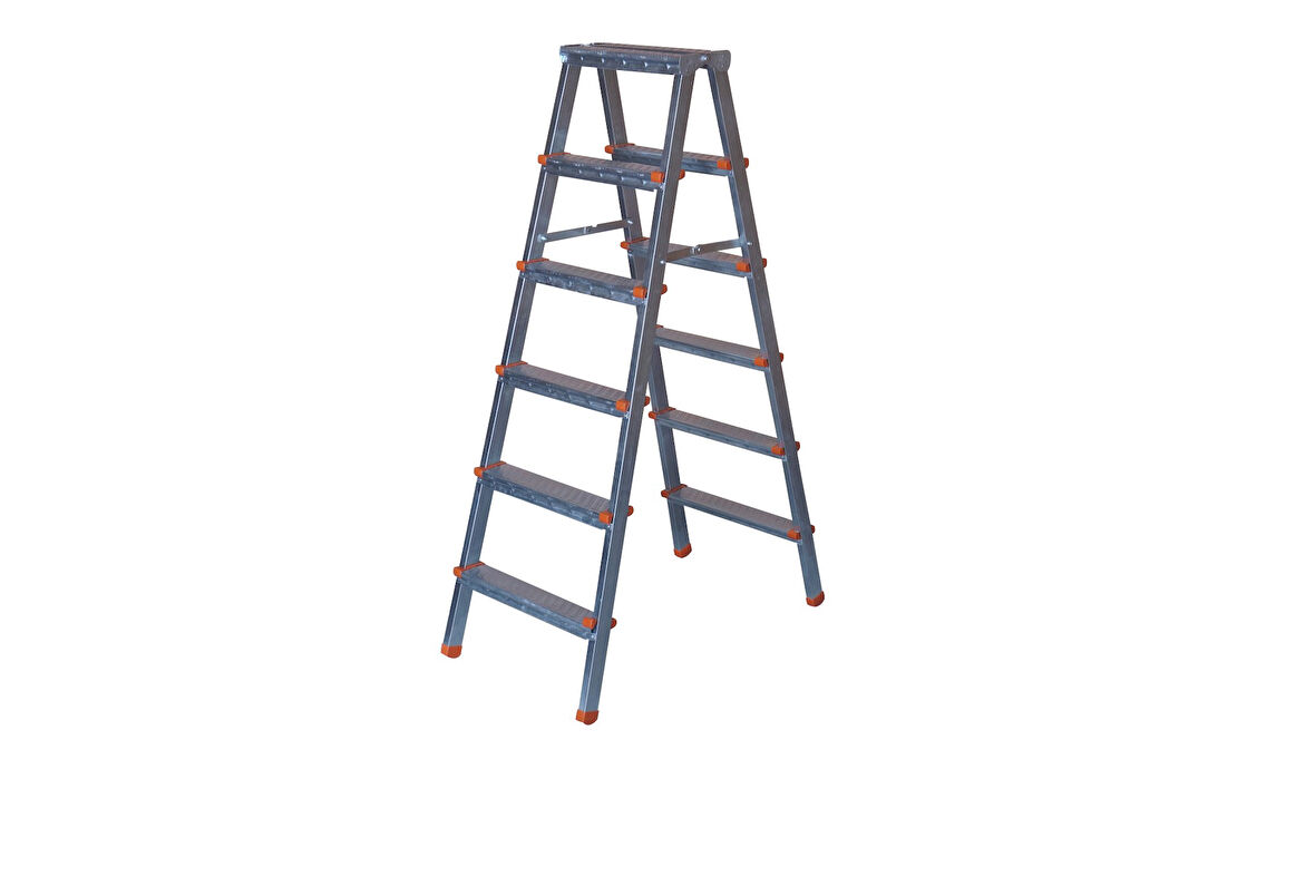 6+6 Basamaklı Çift Çıkışlı Galvanizli Profil Merdiven