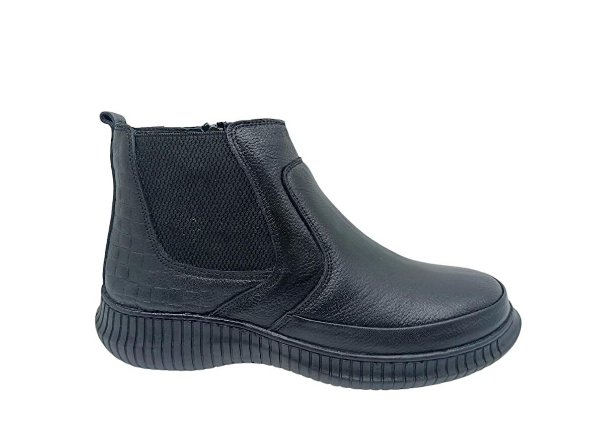 Zerhan 1850 Kadın Siyah Hakiki Deri Fermuarlı Bot