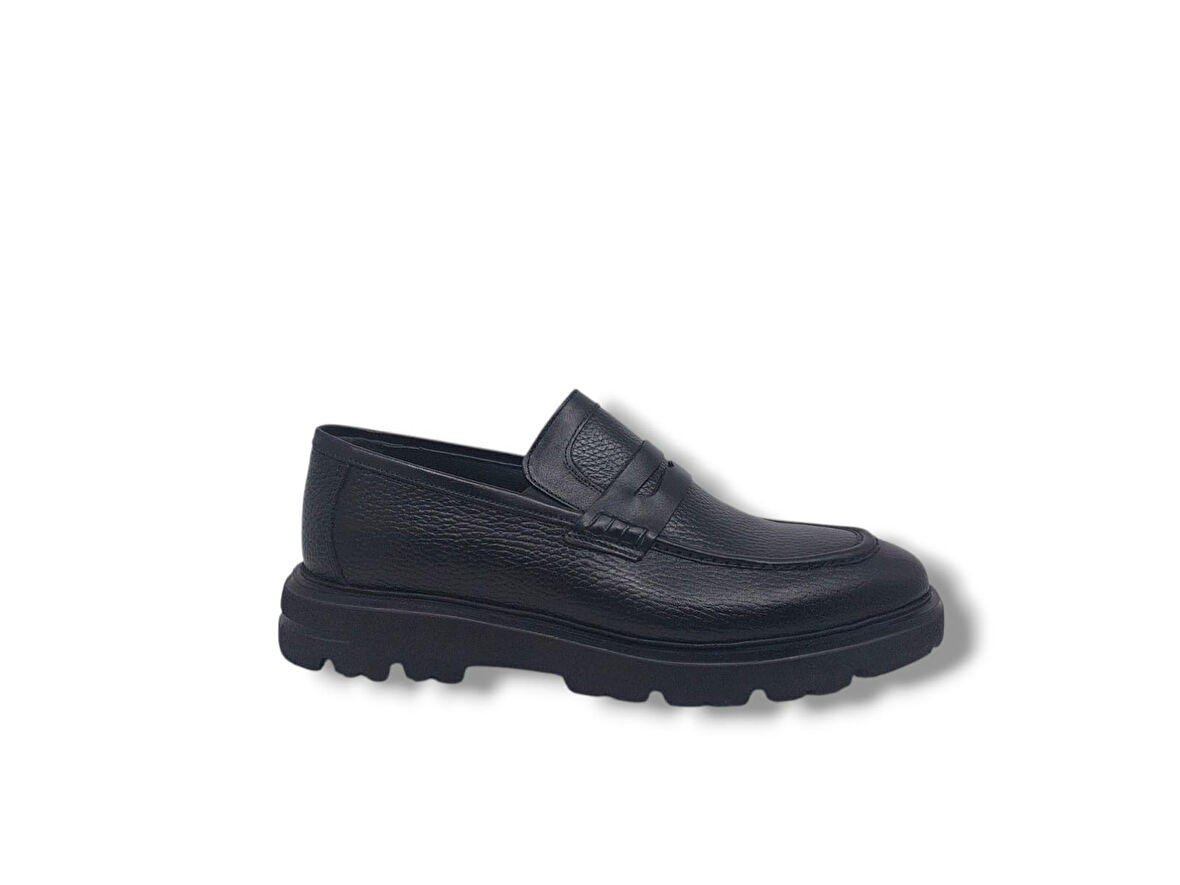 Zerhan 253-2230 Erkek Siyah Hakiki Deri Loafer Ayakkabı