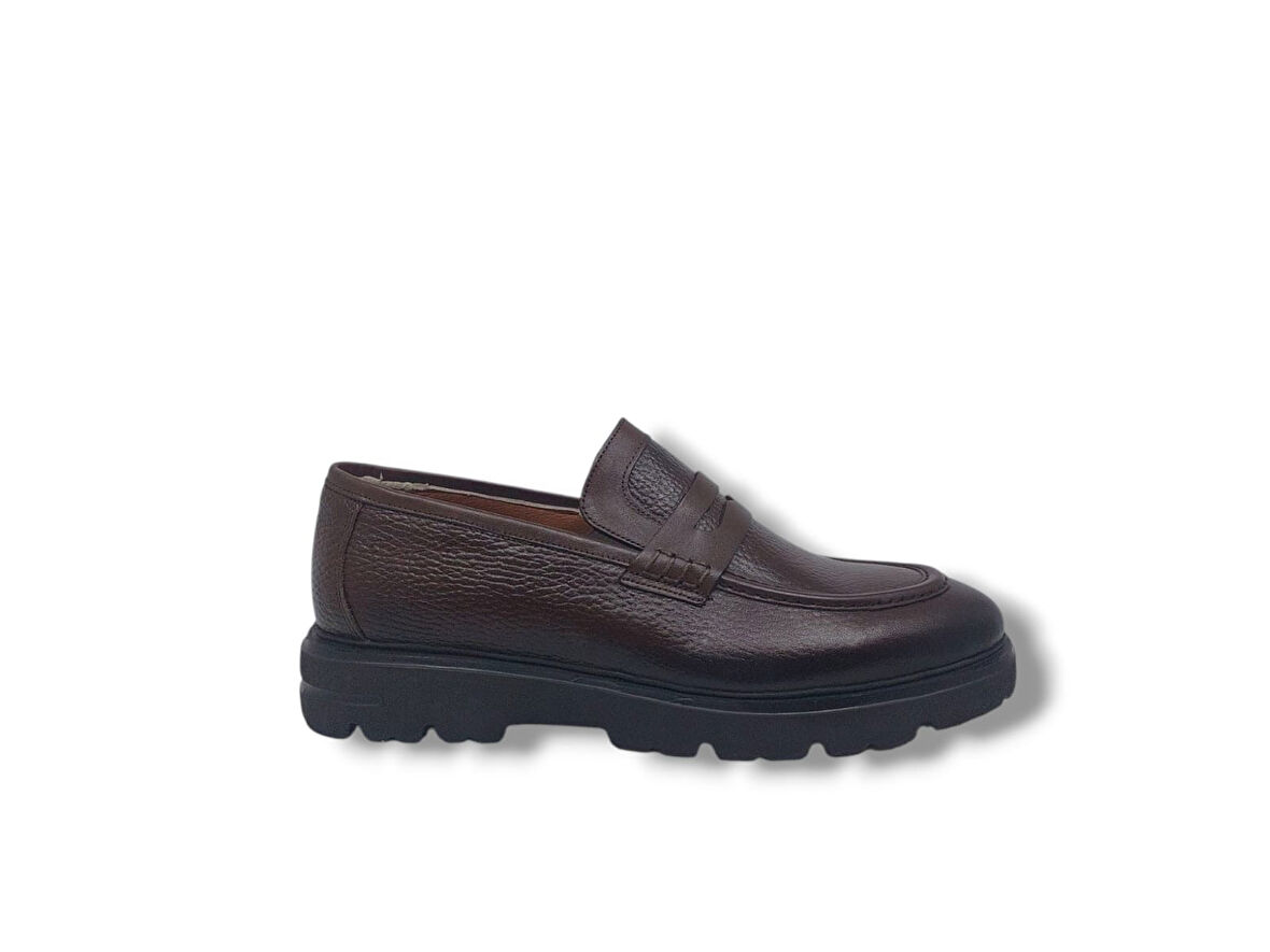 Zerhan 253-2230 Erkek Koyu Kahve Hakiki Deri Loafer Ayakkabı