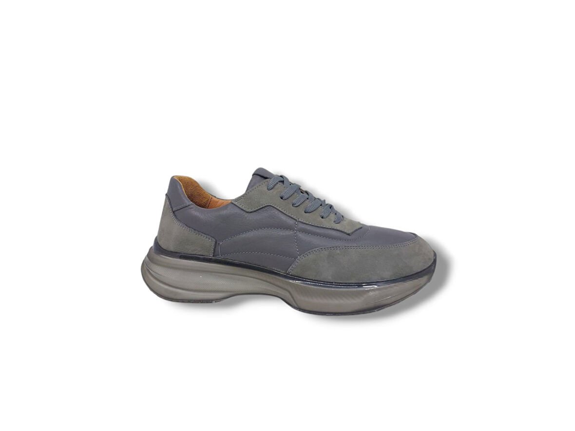 Zerhan 260-345 Erkek Gri Bağcıklı Hakiki Deri Casual Ayakkabı