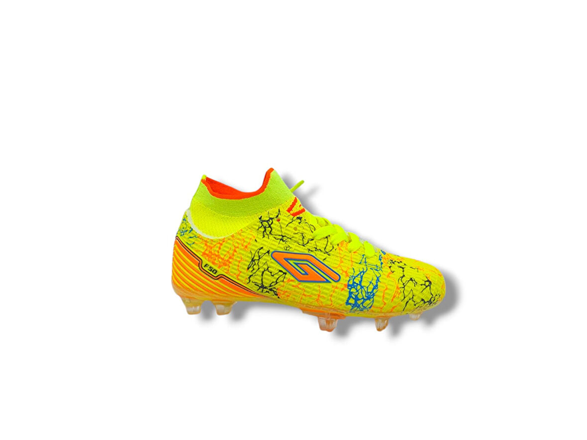 Dugana F50 Çocuk Sarı Turuncu Çoraplı Krampon Ayakkabı