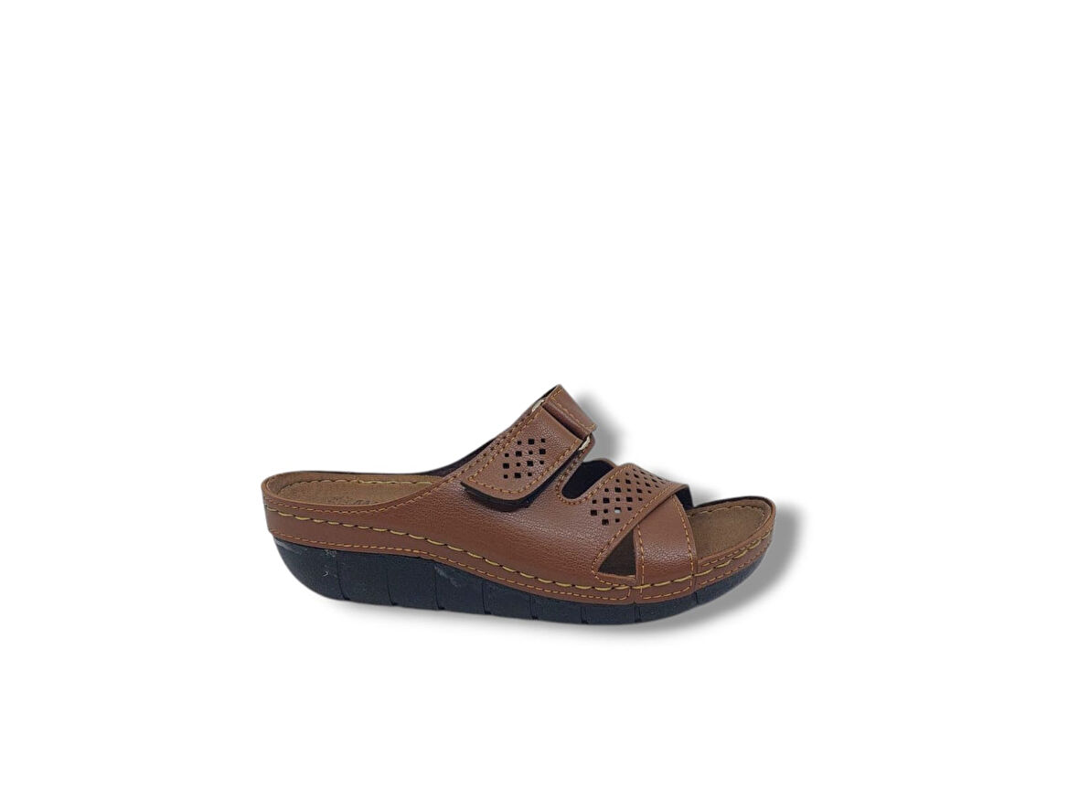 Zerhan 2354 Kadın Taba Cırtlı Günlük Kullanım Dolgu Topuk Terlik