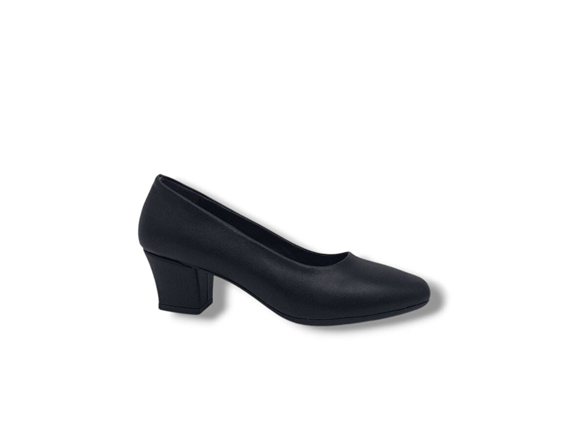 Zerhan 7300 Kadın Siyah Alçak Kalın Topuklu Ayakkabı