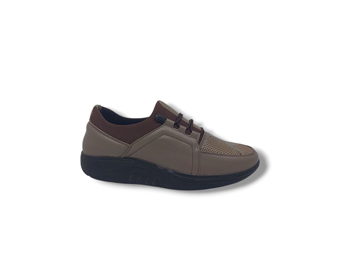 Zerhan 702 Kadın Vizon Çorap Model Jel Topuk Tabanlı Dolgu Taban Komfort Ayakkabı