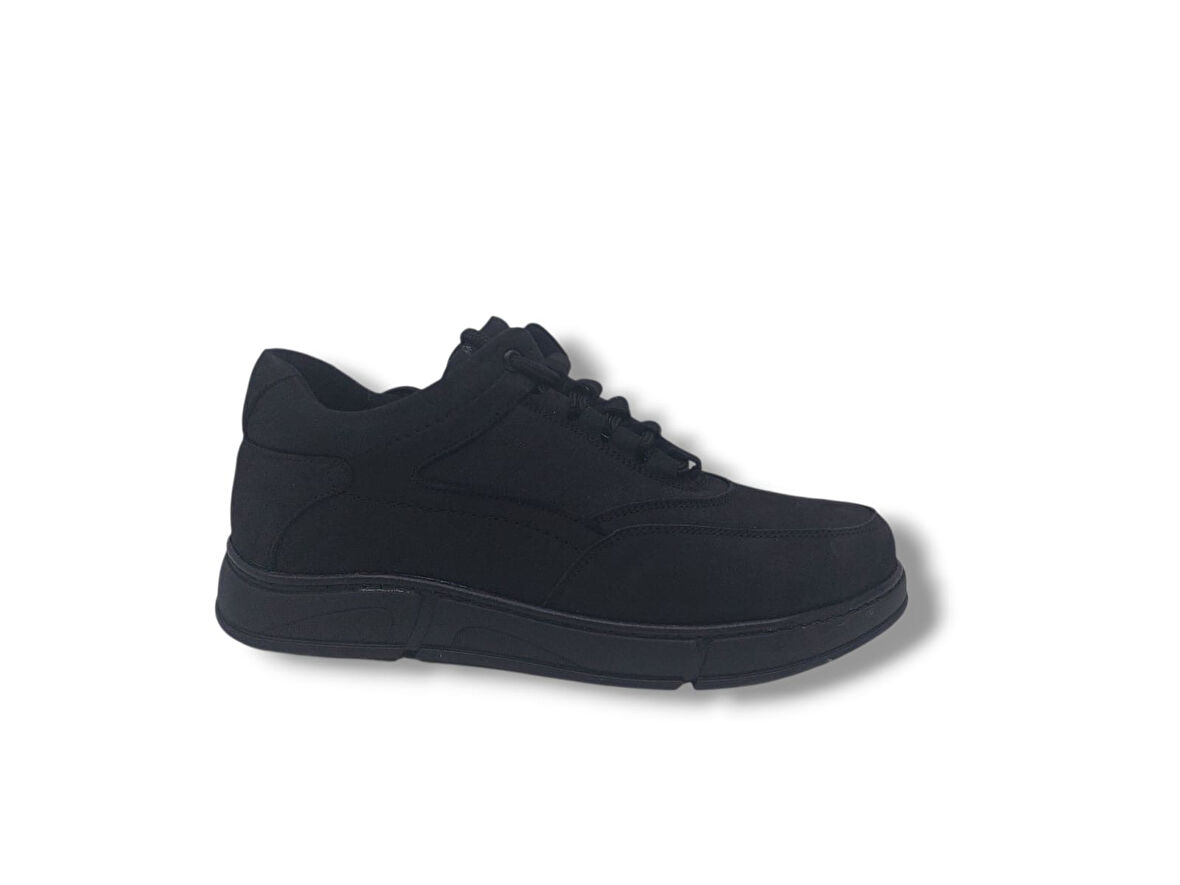 Modesa 284 Erkek Siyah Crazy Deri Lastik Bağcıklı Kauçuk Taban Ayakkabı