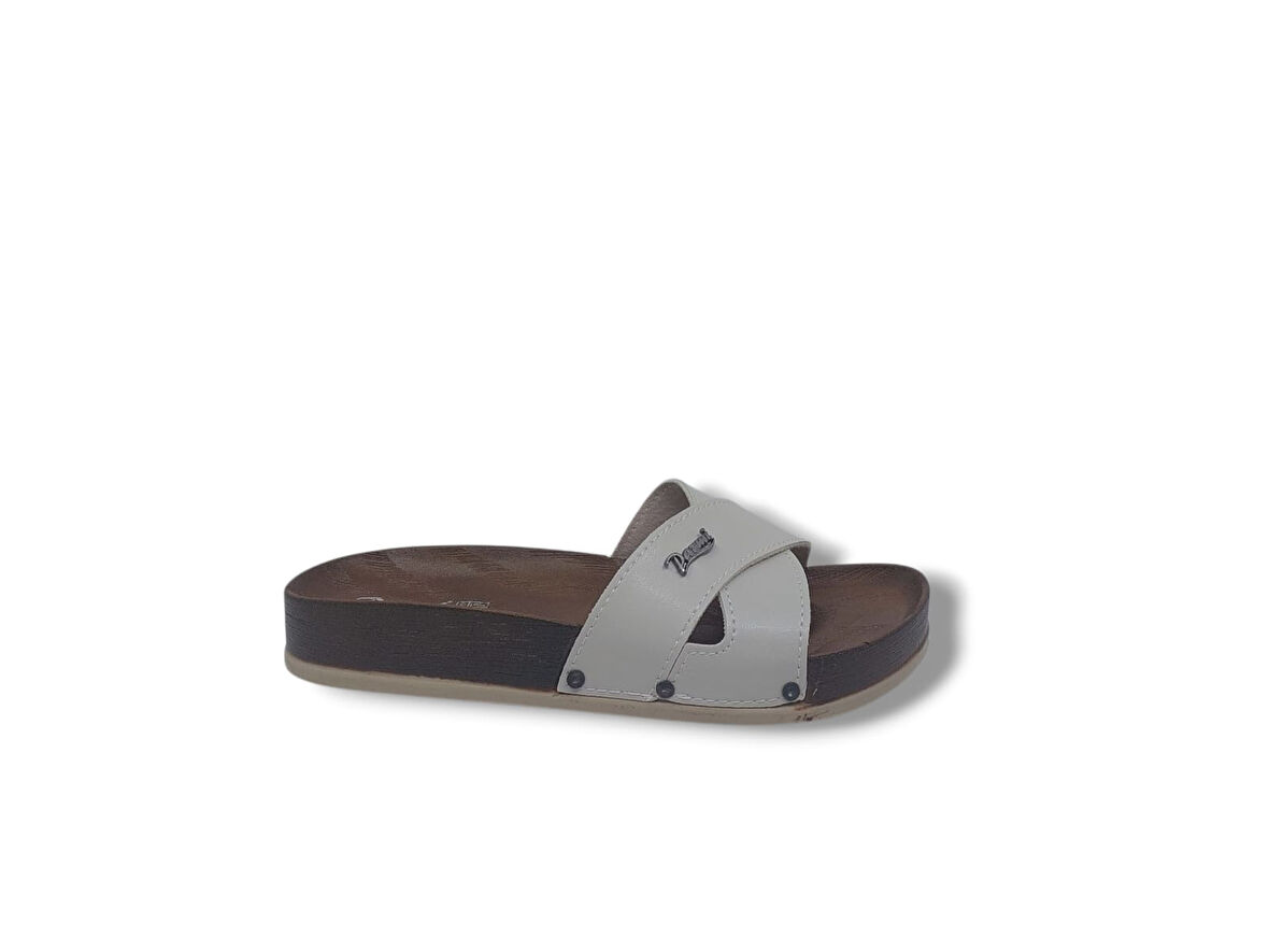 Parmi 21502 Kadın Krem Çapraz Bant Günlük Kullanım Terlik