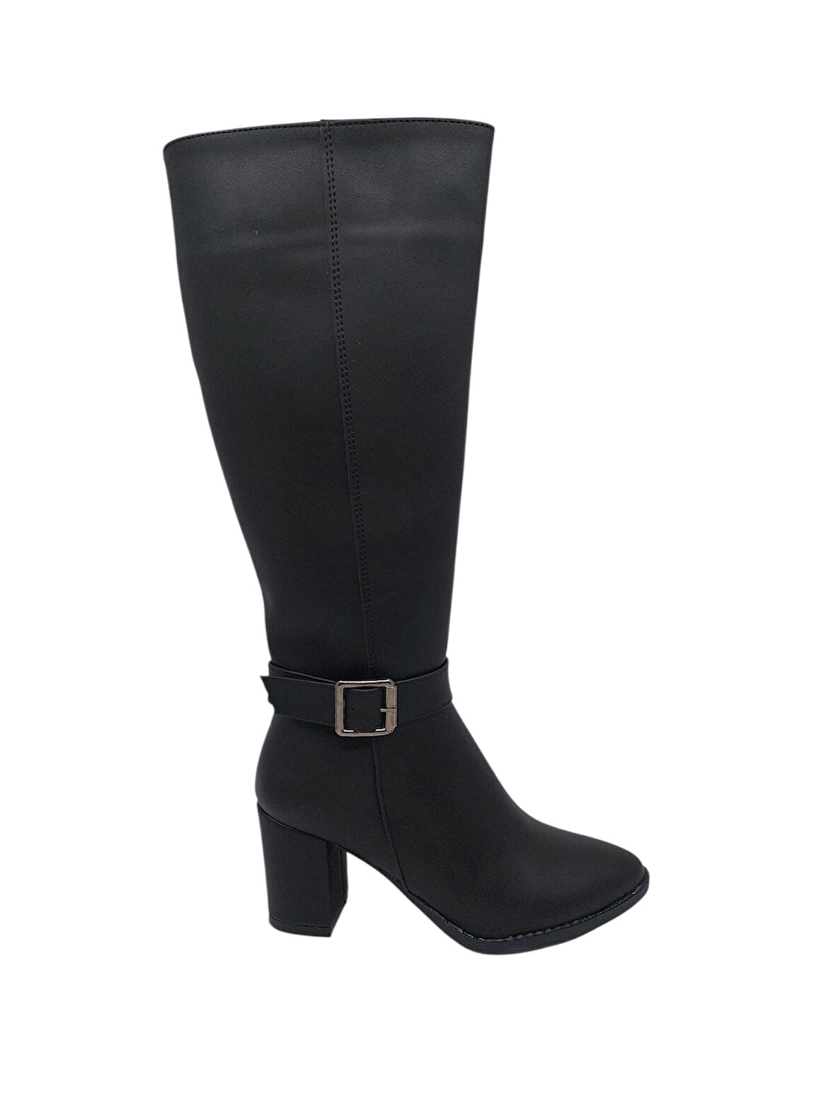 Zerhan 701 Kadın Siyah Uzun Fermuarlı Kalın Topuklu Çizme