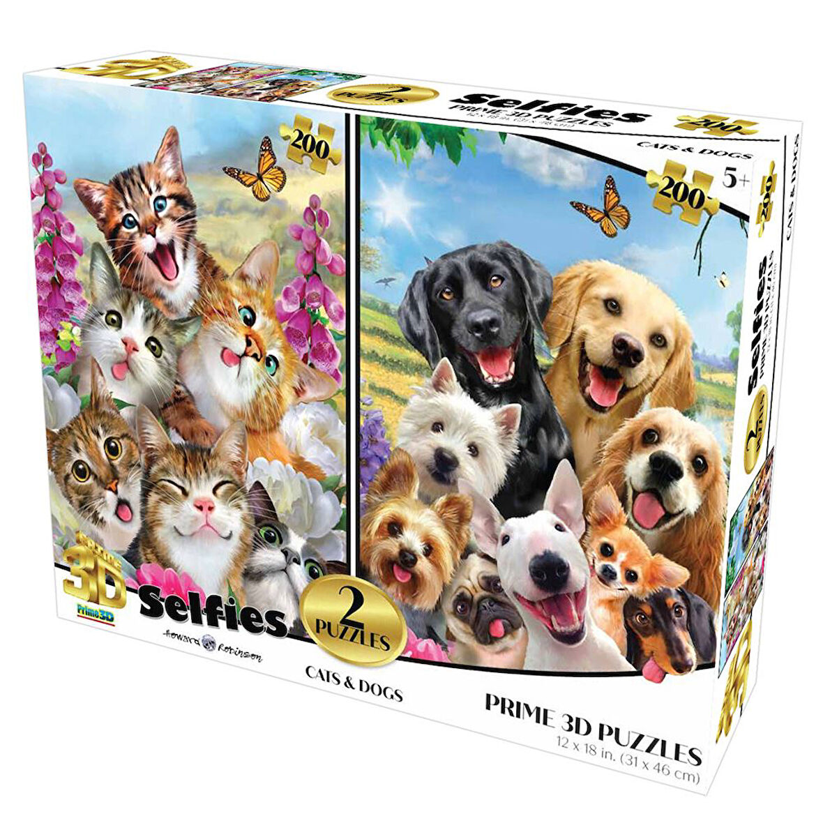 Prime 3D Kediler ve Köpekler Selfie İkili Puzzle 200 Parça 10236