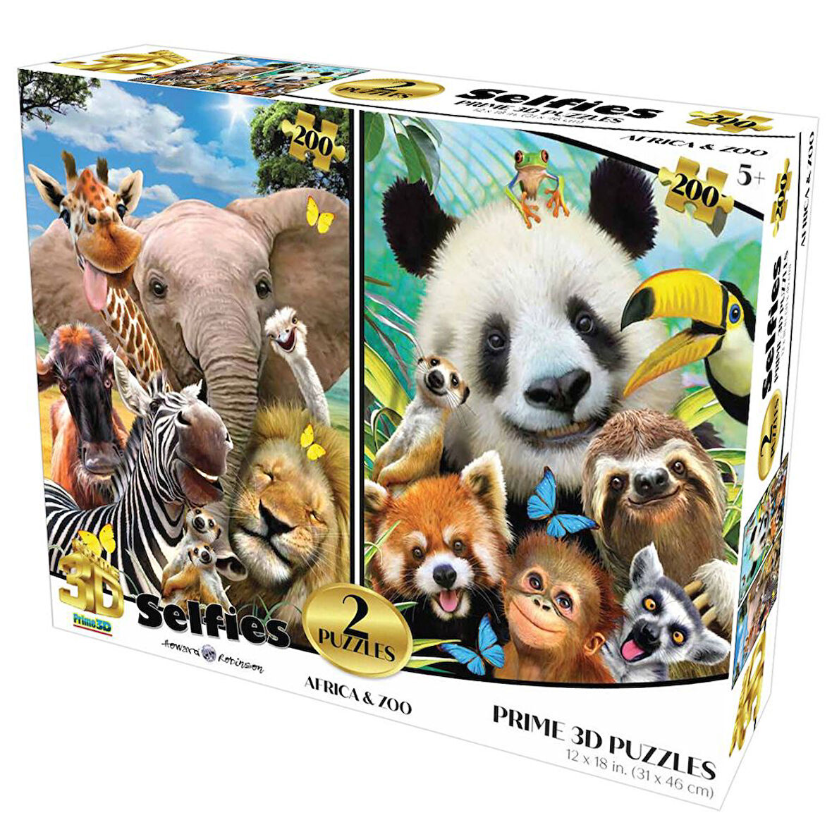 Prime 3D Afrika Hayvanları ve Hayvanlar Alemi Selfie İkili Puzzle 200 Parça 10237