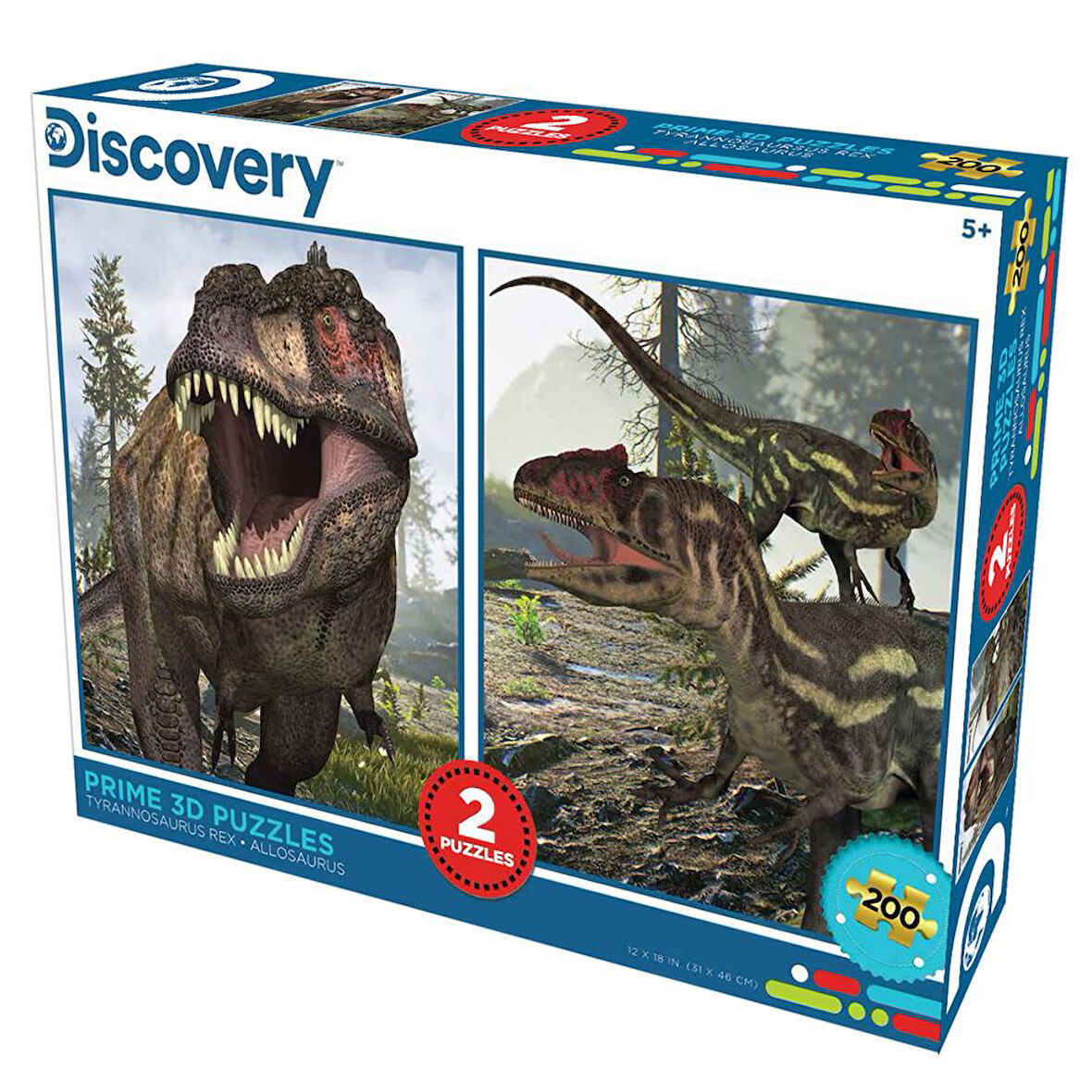 Prime 3D Discovery T-Rex ve Allosaurus İkili Puzzle 200 Parça 10248
