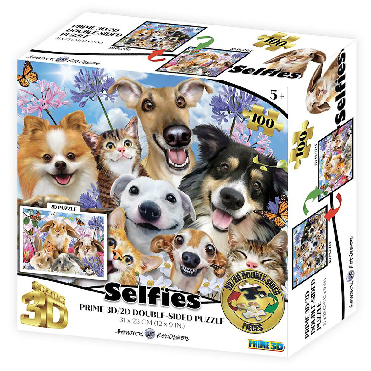 Prime 3D Pet ve Tavşan Selfie Çift Taraflı Puzzle 100 Parça 15053