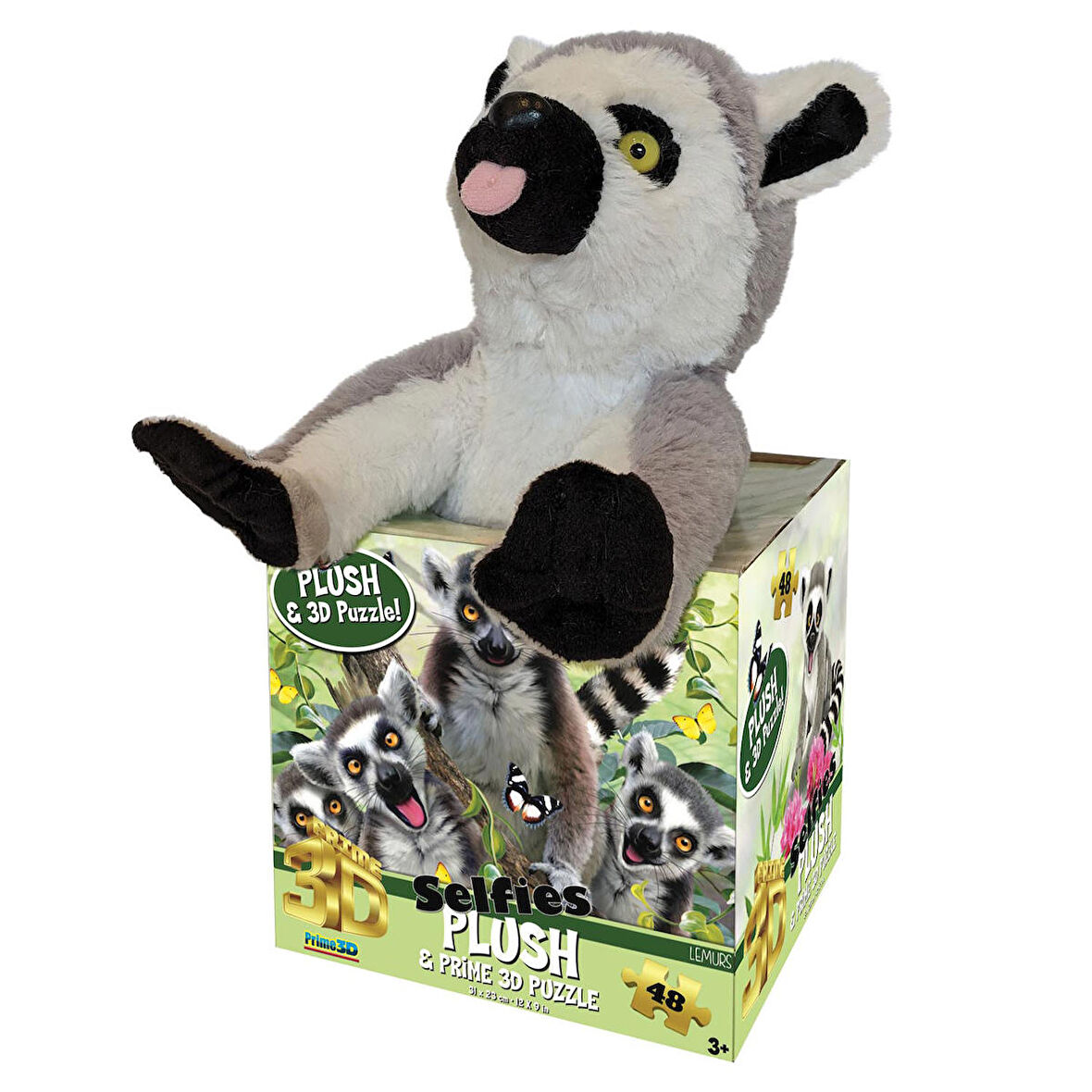 Prime 3D Lemur Pelüş ve Selfie 48 Parça Puzzle 15801