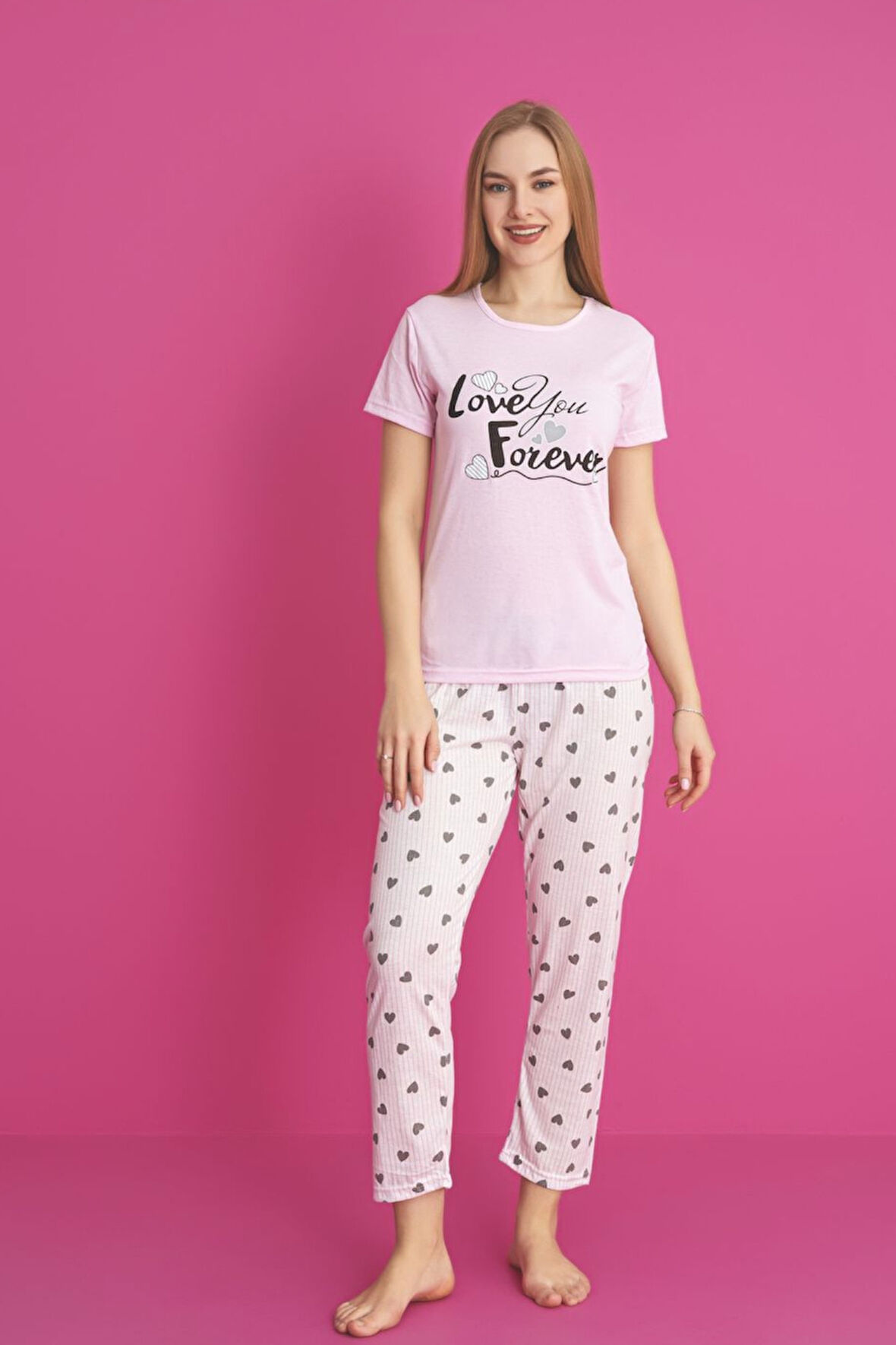 Dreamy Pamuklu Desenli Kısa Kollu Pijama Takımı