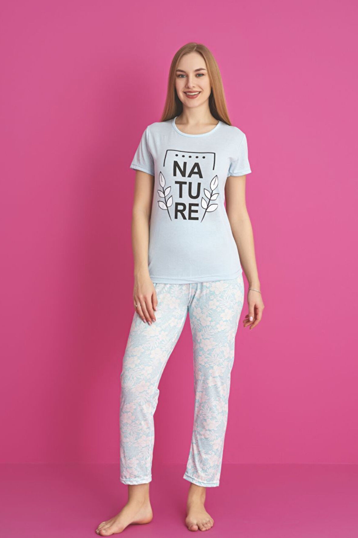 Dreamy Pamuklu Desenli Kısa Kollu Pijama Takımı