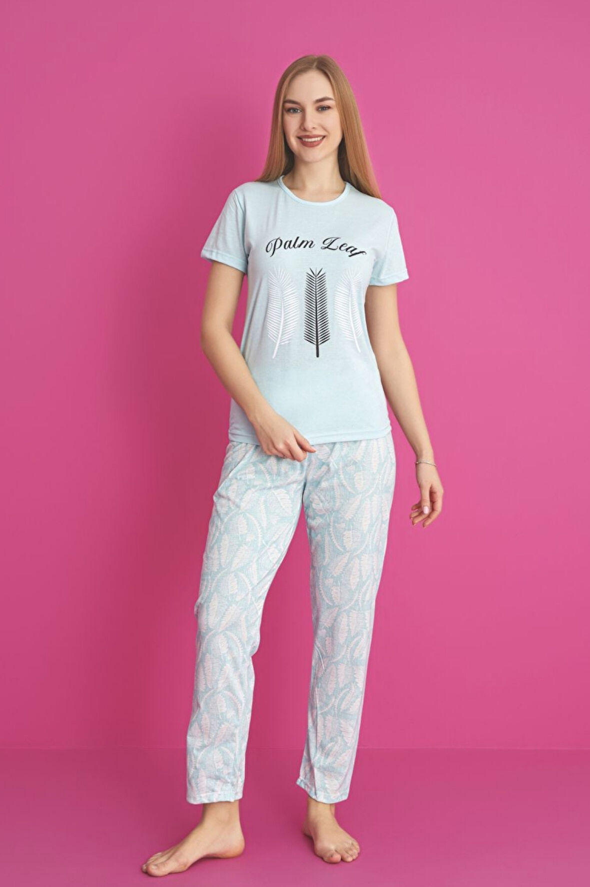 Dreamy Pamuklu Desenli Kısa Kollu Pijama Takımı