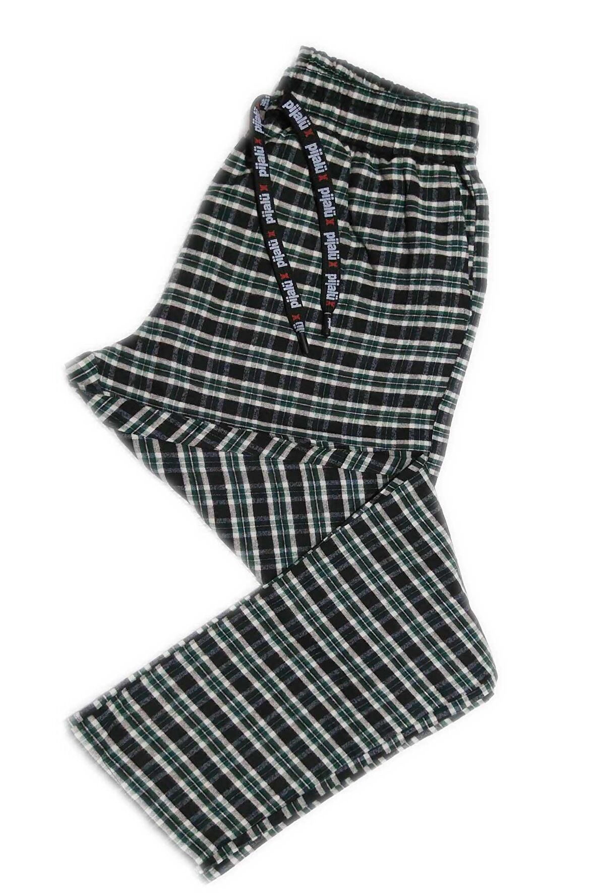 Pijalüx Erkek Kareli Poplin Cepli Alt Pijama/Yeşil/M