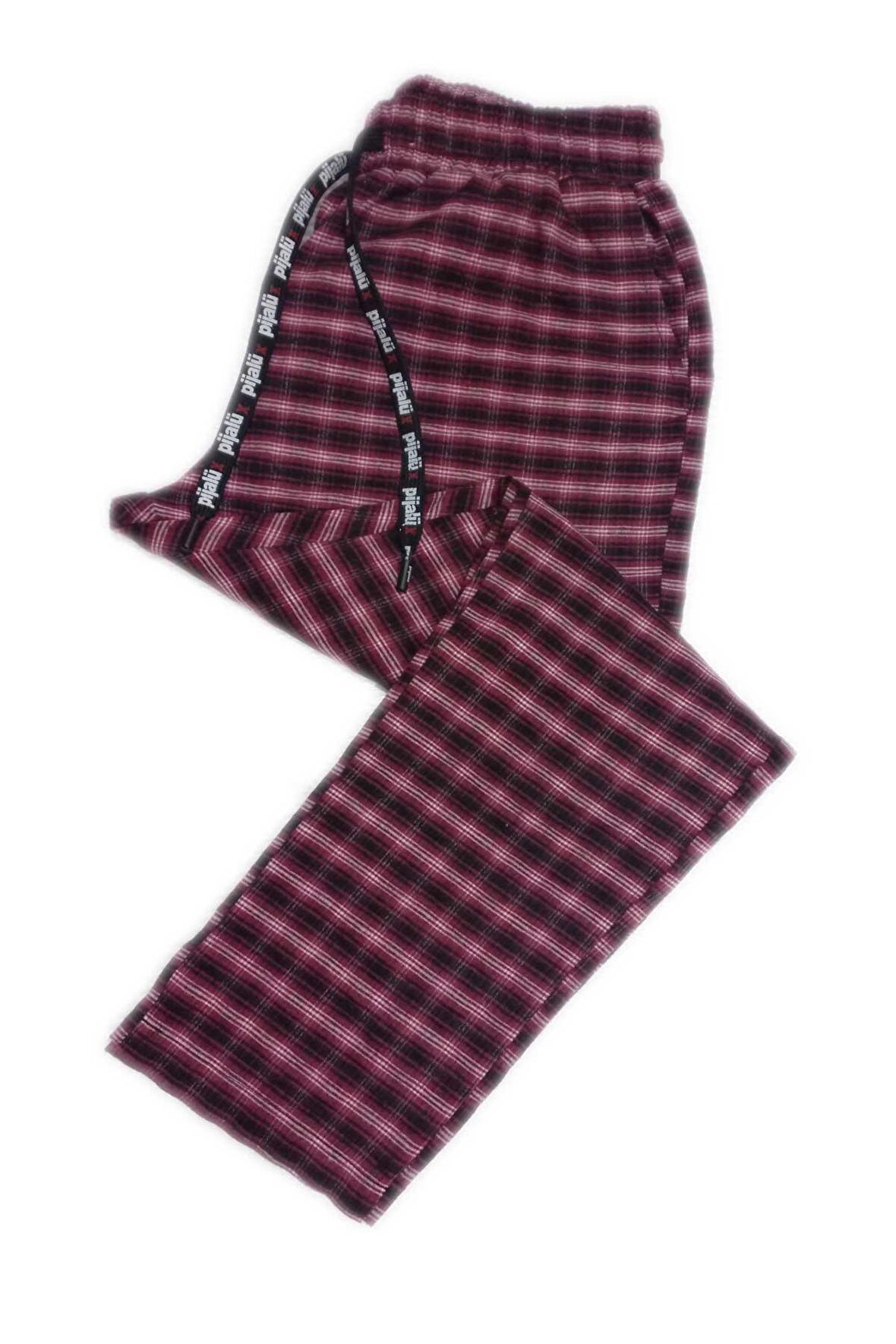 Pijalüx Erkek Kareli Poplin Cepli Alt Pijama/Kırmızı/M