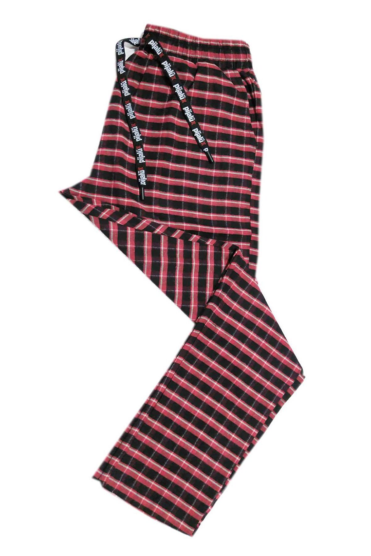 Pijalüx Erkek Kareli Poplin Cepli Alt Pijama/Kırmızı/XL