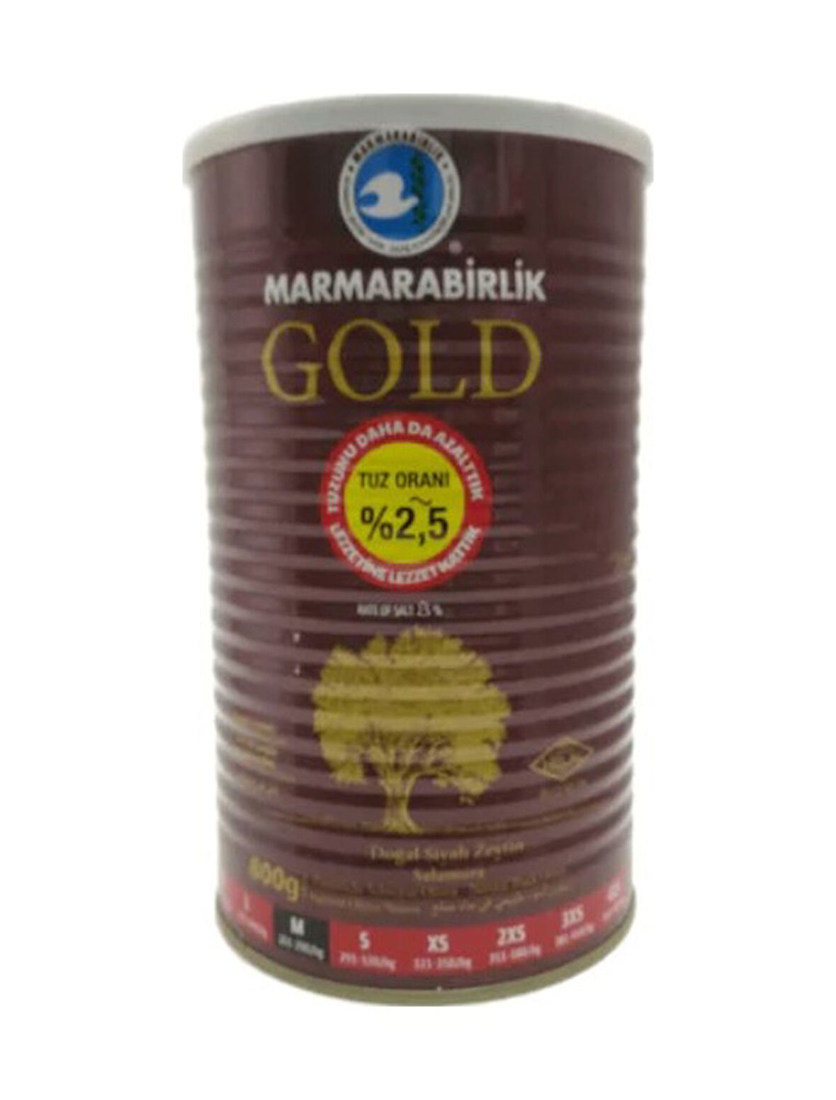 Marmarabirlik Gold Salamura 261-290 KB M Siyah Zeytin Teneke 6 x 800 G