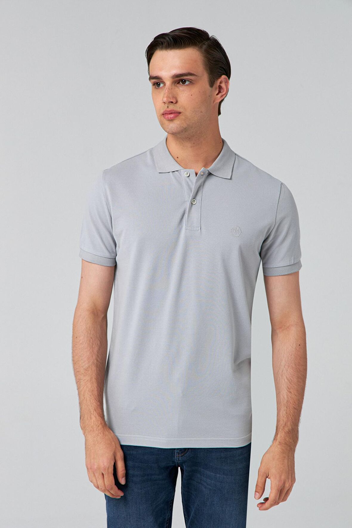 Ds Damat Regular Fit Gri %100 Pamuk Polo Yaka T-shirt