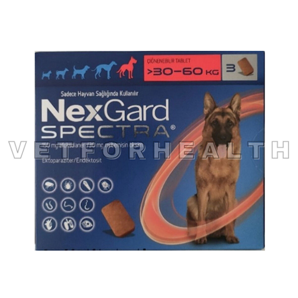 Nexgard Spectra 30-60kg Köpekler için 3 Tablet SKT:02.25