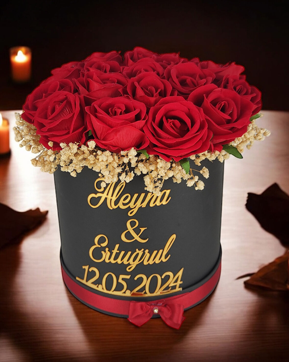 Eden Silindir Kutu Yapay Söz Nişan Kız İsteme Çiçeği 