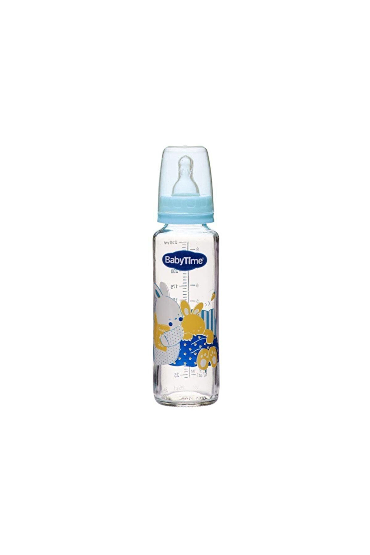 Baby Time Bt073 Açık Mavi Klasik Cam Biberon 250 Ml