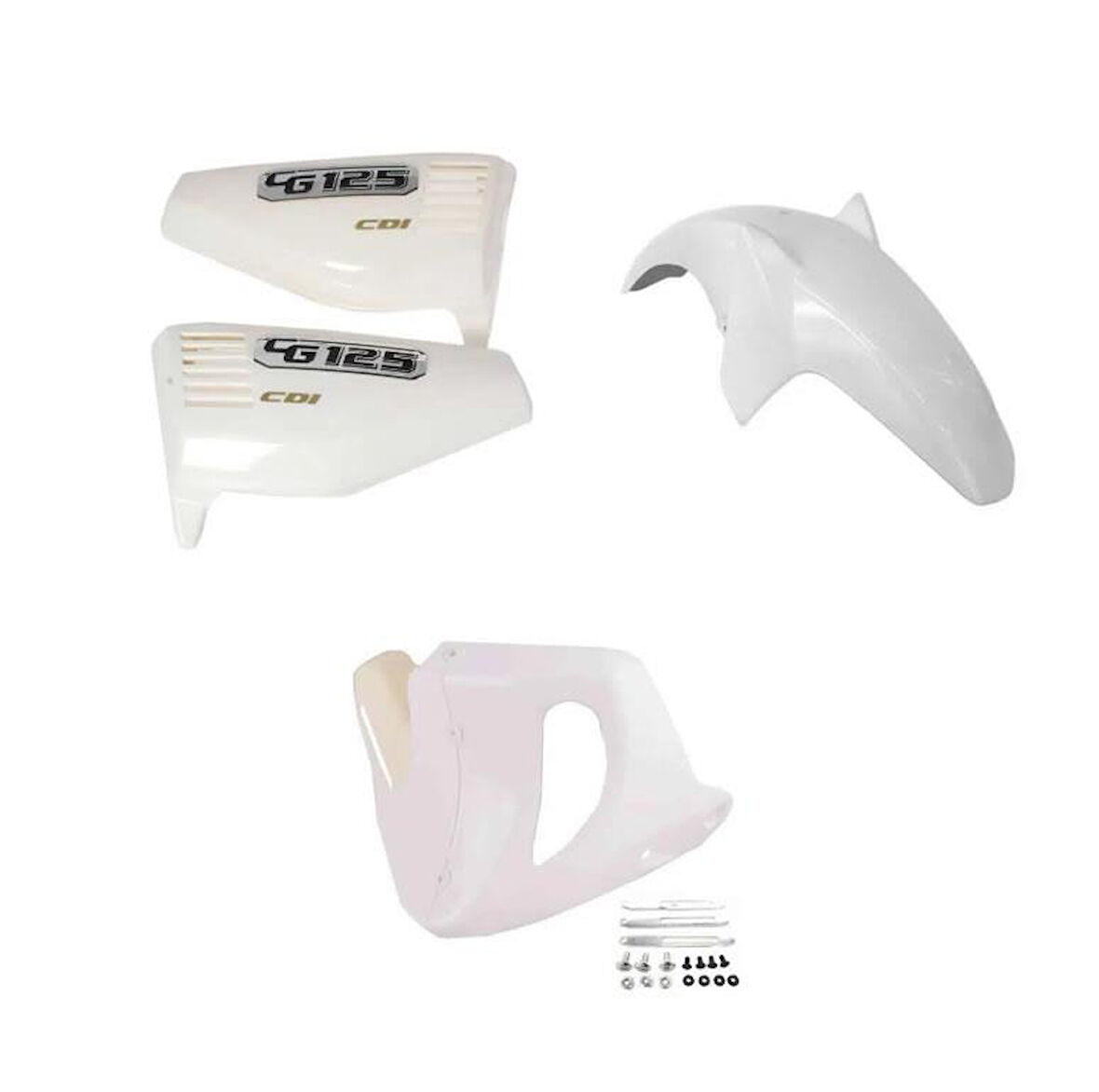 Cg Beyaz Üçlü Set (Sakal-Çamurluk-Yankapak)