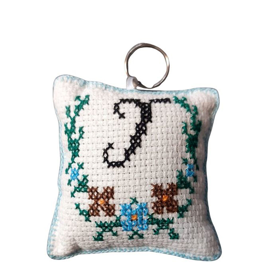 Uretti - Sibel 2453 2512 El Yapımı T Harfi Kanaviçe Anahtarlık