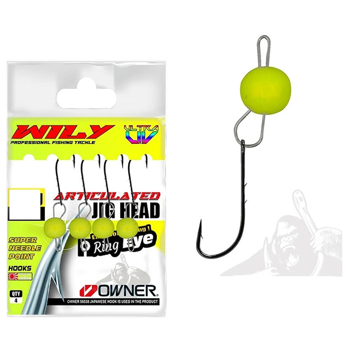Wily Jig Head Mafsallı Owner İğneli Limon 1 gr
