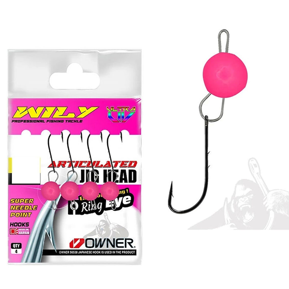 Wily Jig Head Mafsallı Owner İğneli Pembe 3 gr