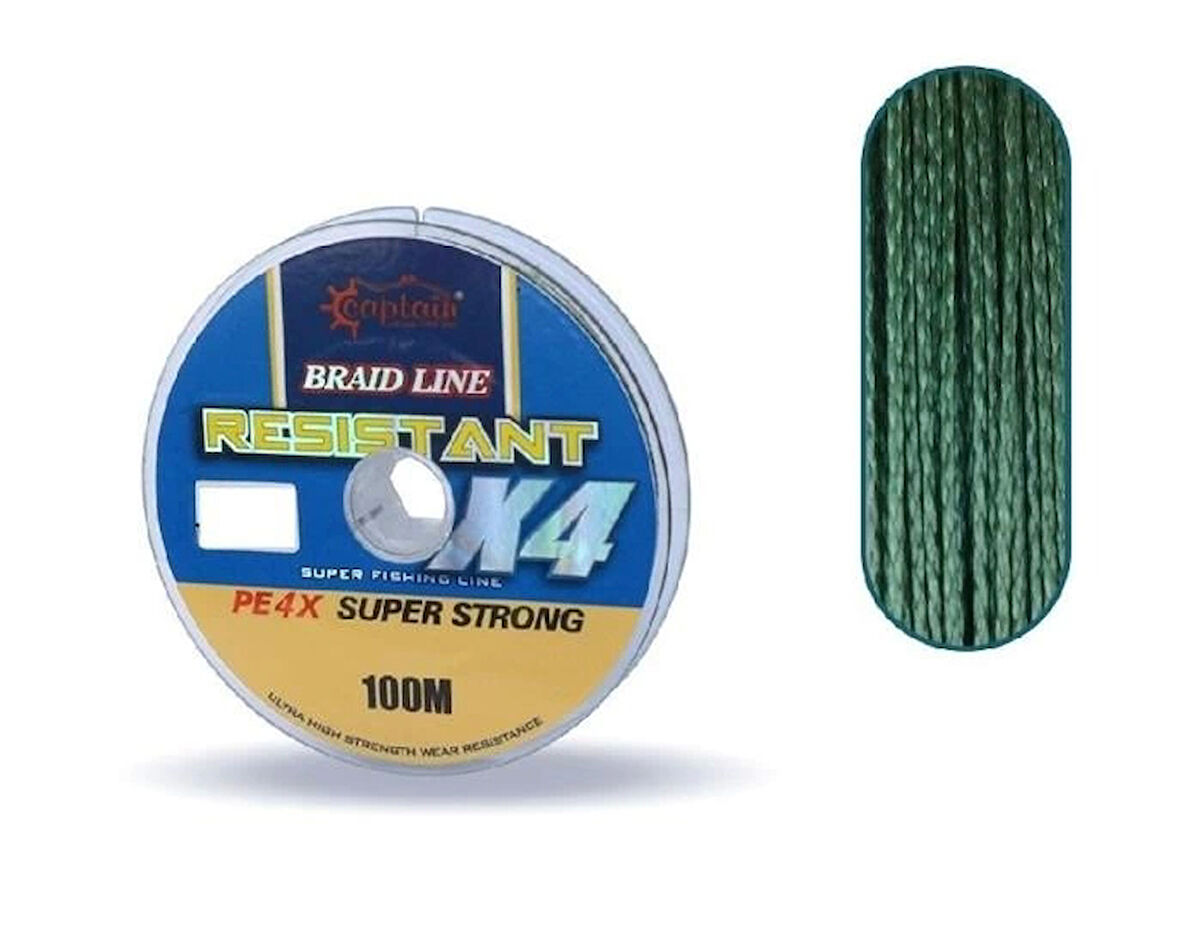 Captain Resistant Pe 4 Kat İp Misina 100Mt 0,45Mm Yeşil