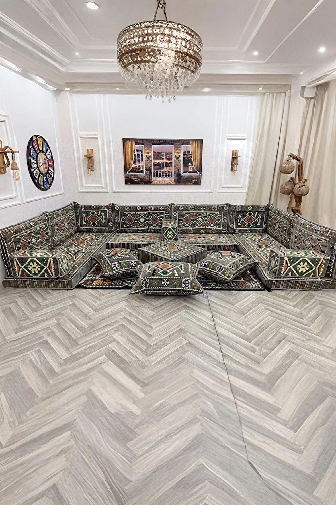 Şark Köşesi Takımı %100 Yerli Üretim | Özel Dokuma Kumaş | 10 cm Çökmeyen Sünger Minder