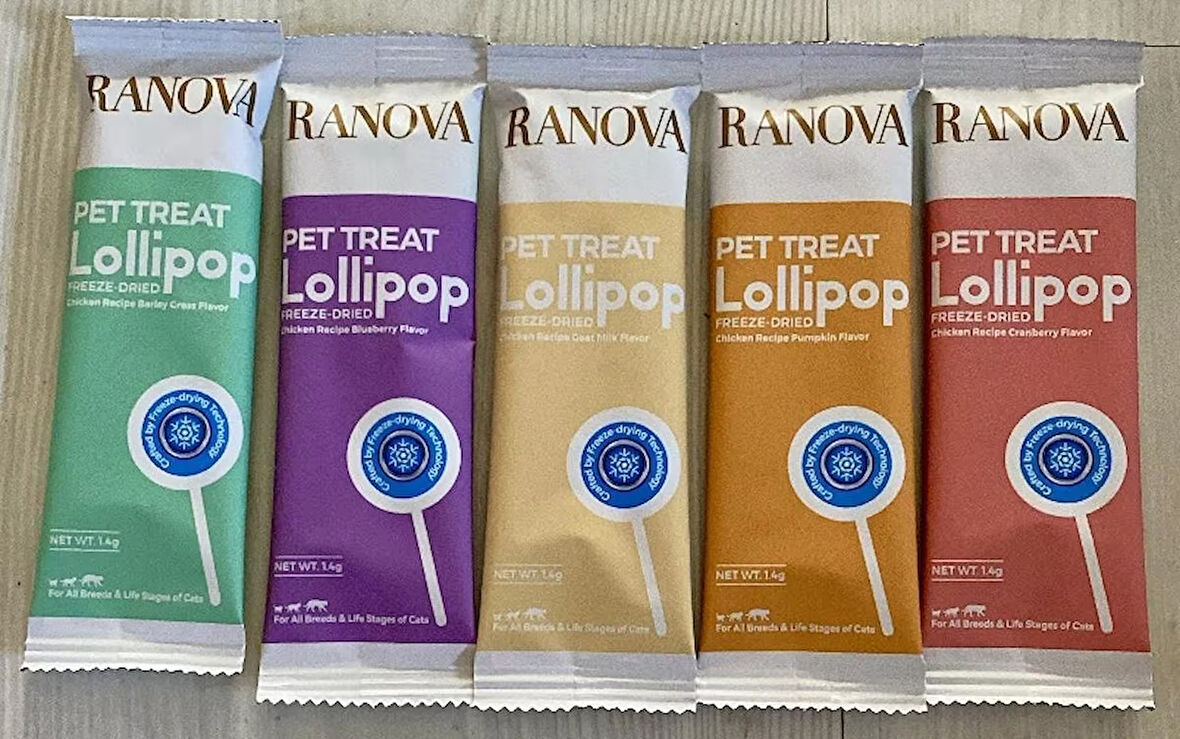 RANOVA Karışık Lezzetli Kurutulmuş Kedi Lolipop 1,4 g X 5 Adet SK:2026