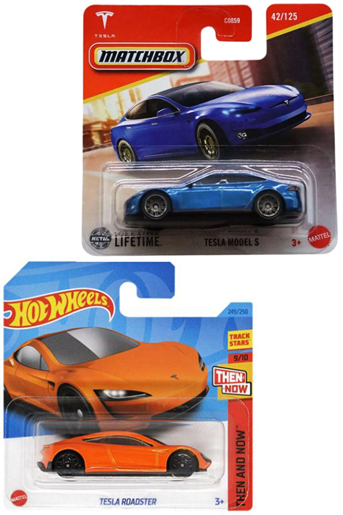 2 Araç Tesla Set - Matchbox Tesla Model S & Hot Wheels Tesla Roadster (1/64)