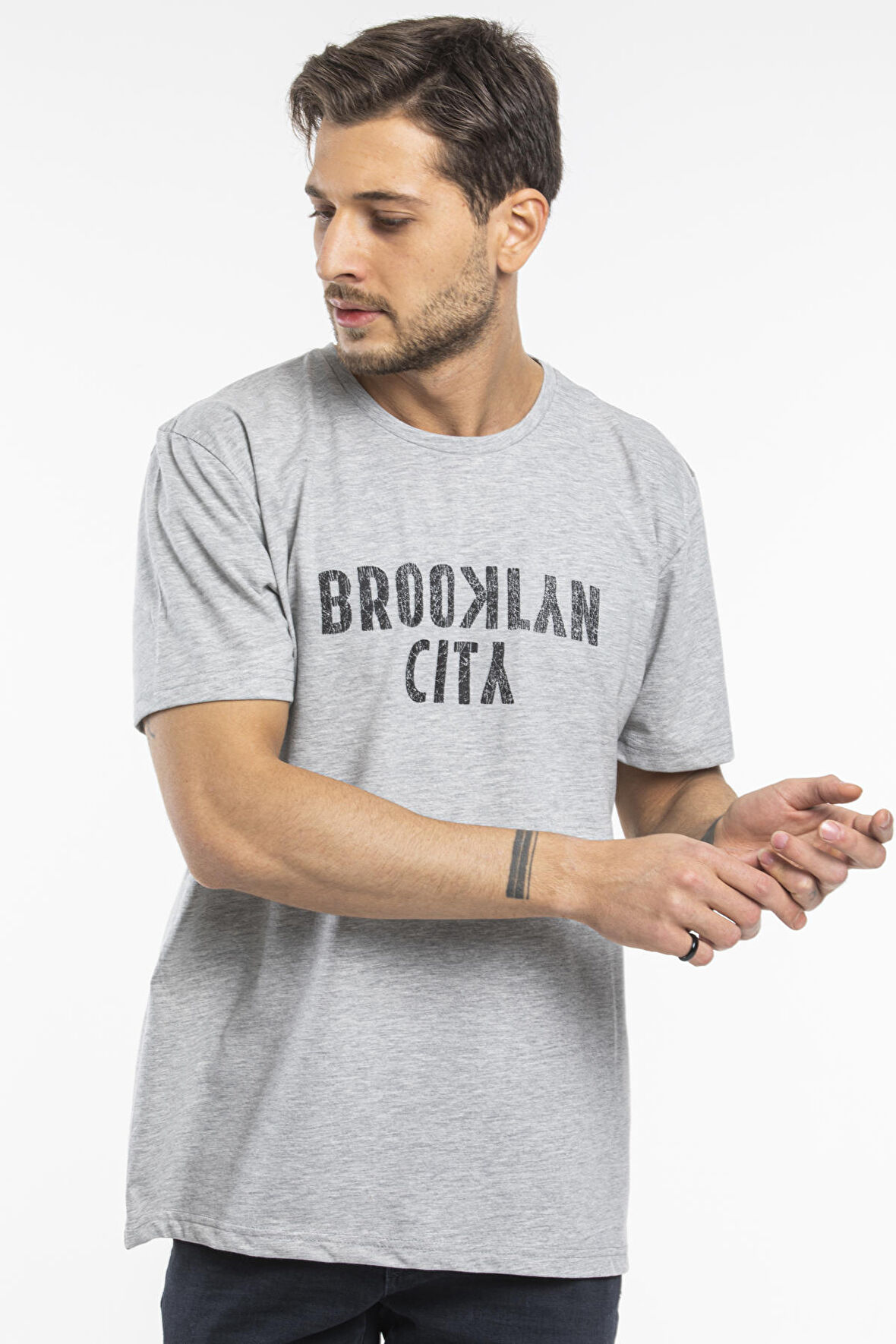 SPR 253 Bisiklet yaka Brooklyn  Baskılı Tshırt