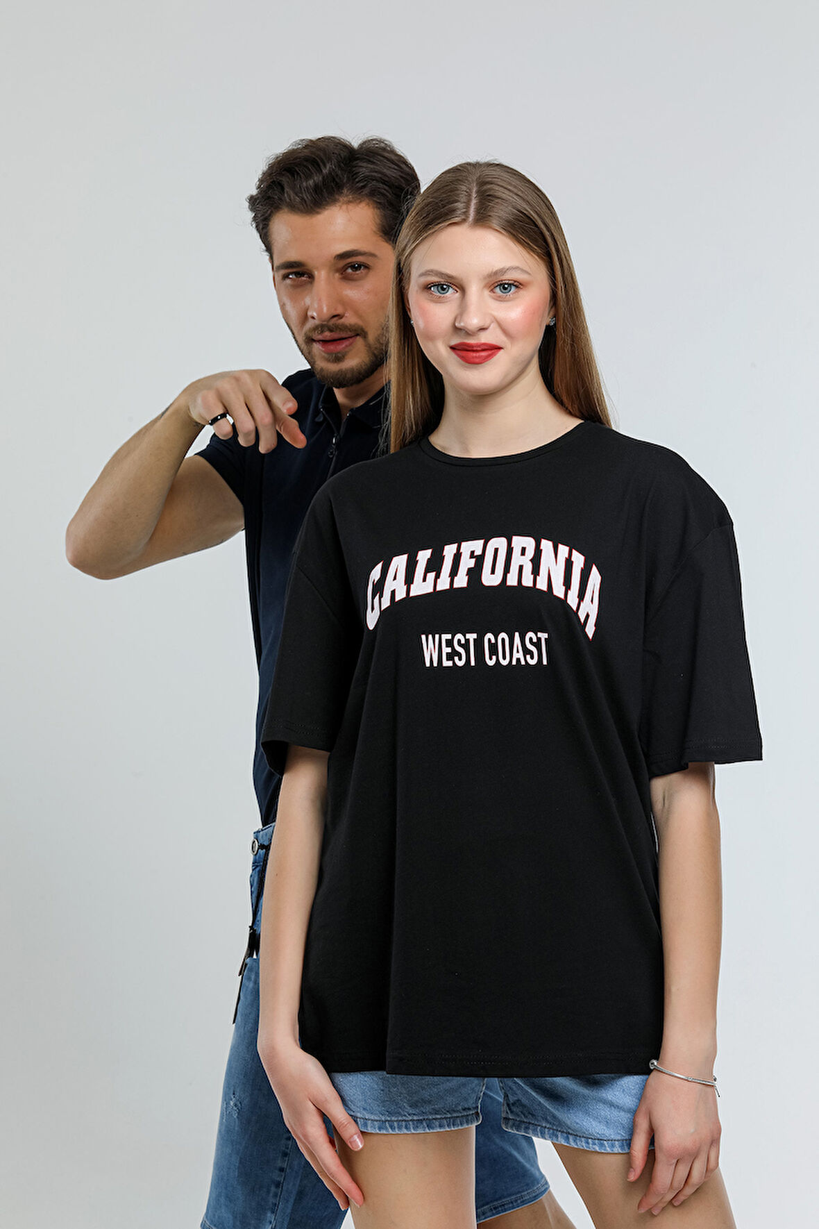 Süperlife Kadın Bisiklet Yaka Regular Fit Californıa Baskılı Tişort SPR21YK22