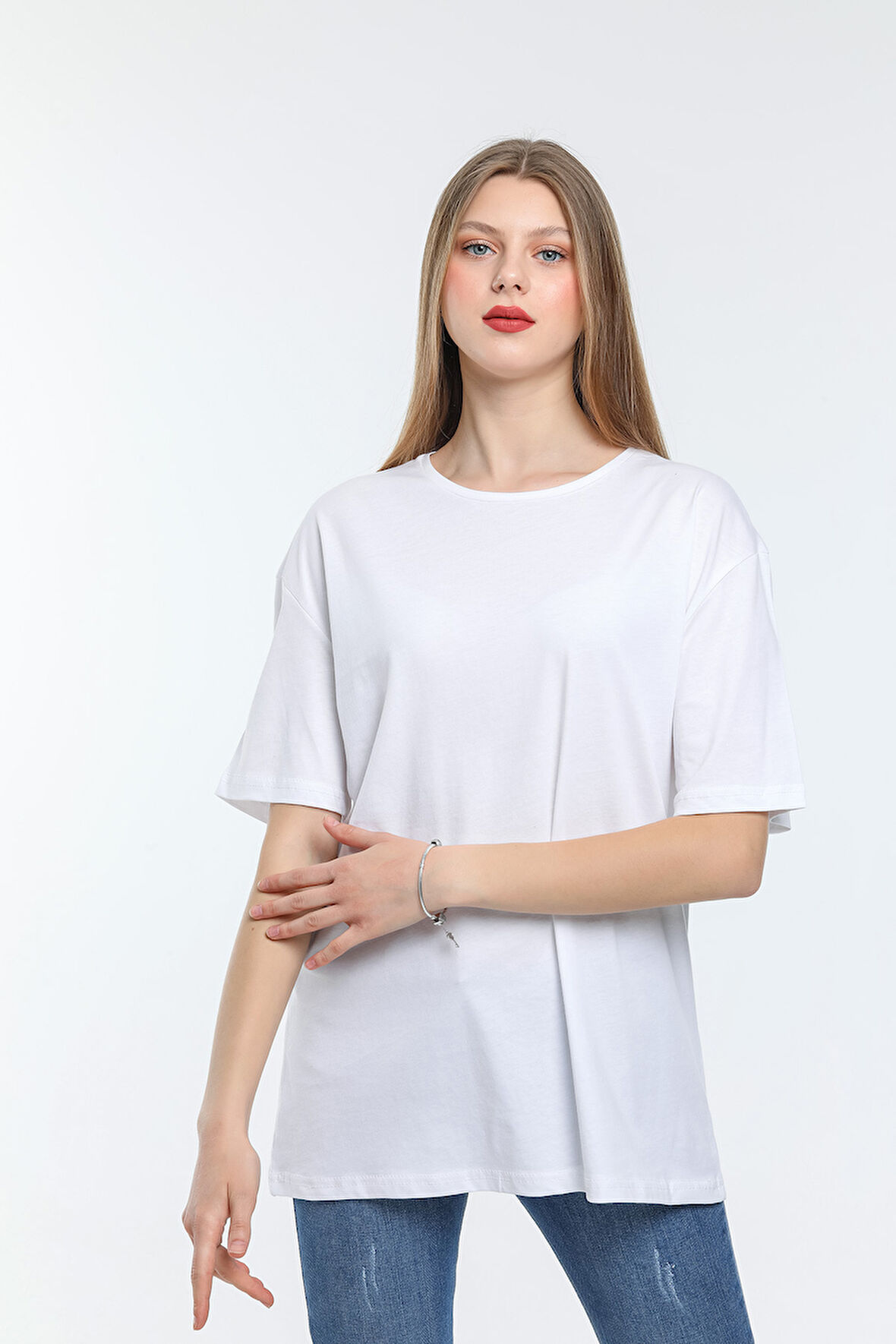 Süperlife Kadın Bisiklet Yaka Standart &Regular Fit Tişort spr21yk30