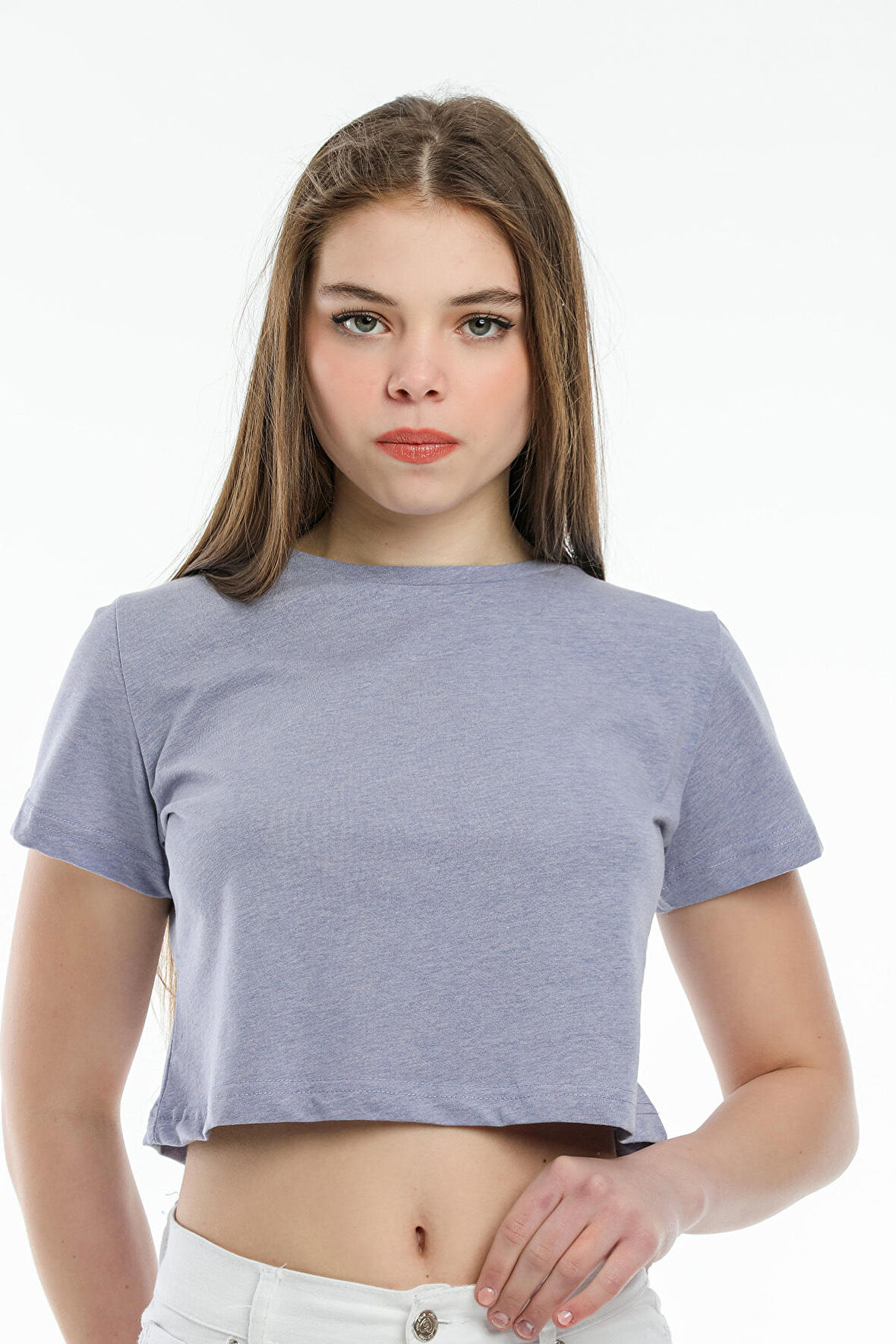 SPR21Y13 Crop Örme T-Shirt