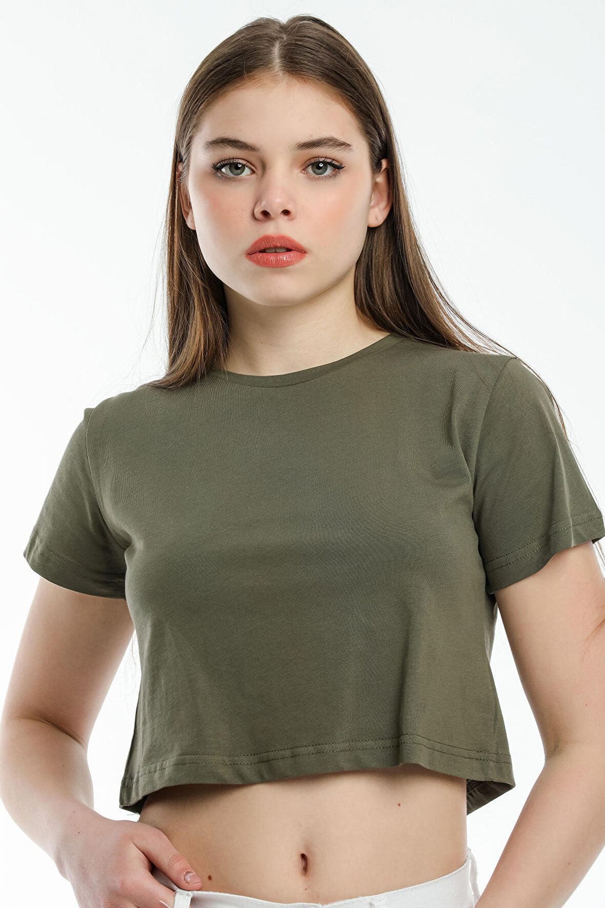 SPR21Y13 Crop Örme T-Shirt