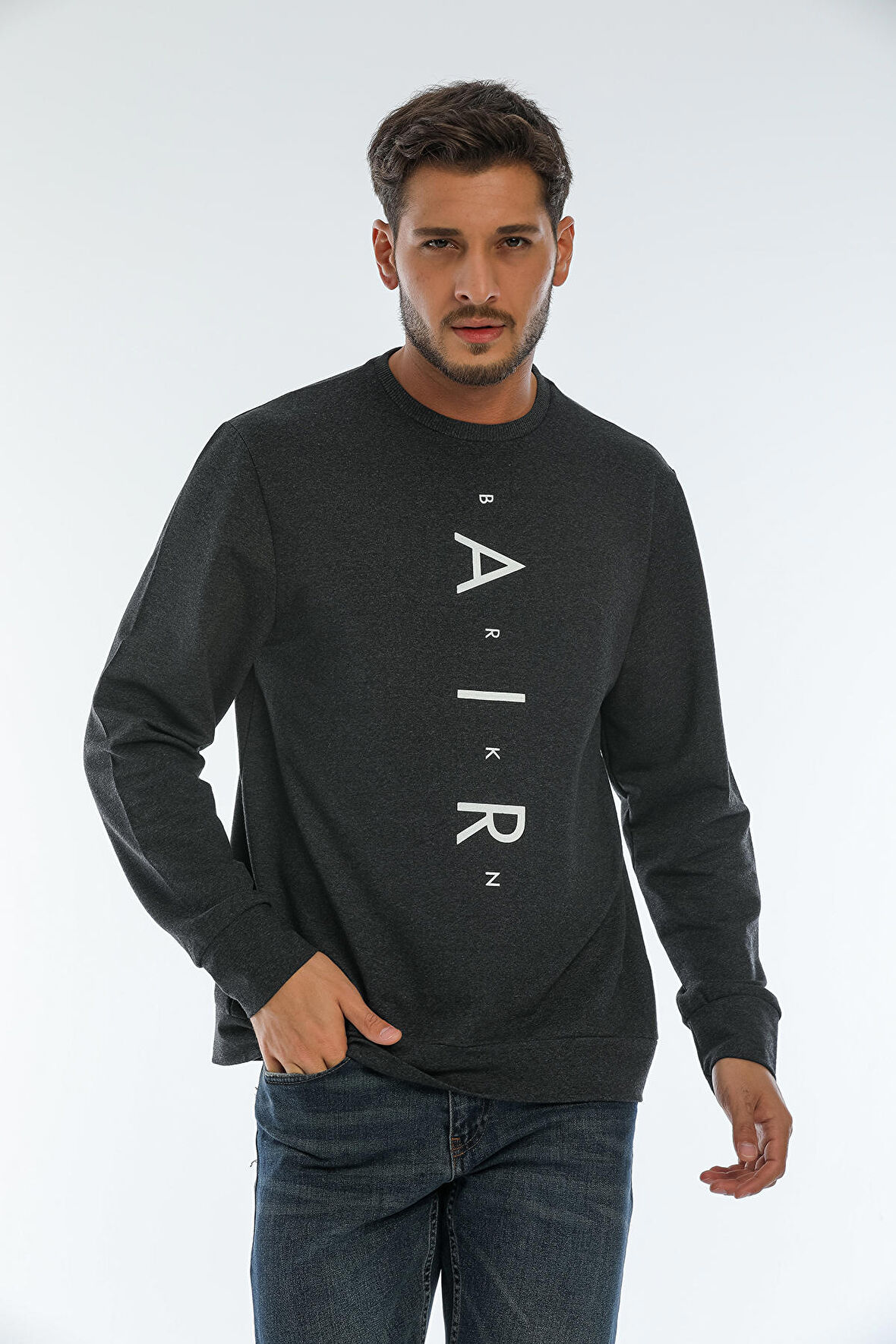 spr22sw131 Bisiklet Yaka Baskılı Sweatshirt