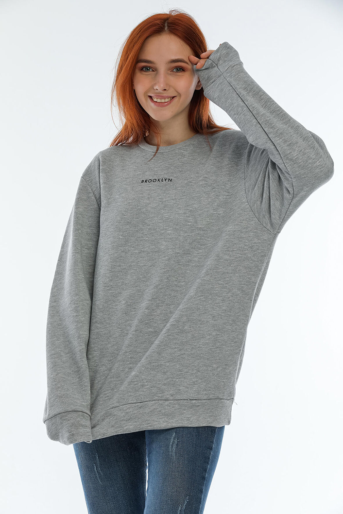 SPR22SWK030 Bisiklet Yaka Brooklyn Baskılı Sweat